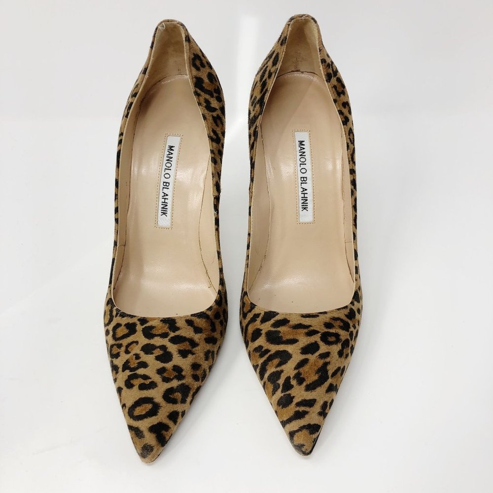 Manolo Blahnik BB Leopard Print Suede Pump Heel EU38 - Picture 12 of 16